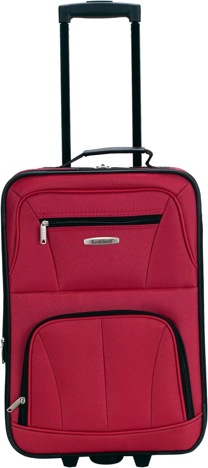 Rockland Fashion Softside Upright Luggage Set,Expandable, Red, 2-Piece (14/19)