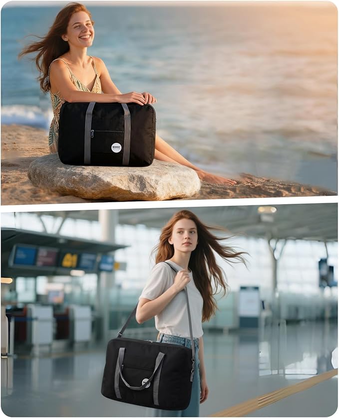 WANDF For Spirit Airlines Personal Item Bag 18x14x8 Travel Duffel Bag Underseat Foldable Carry-on Luggage for Women