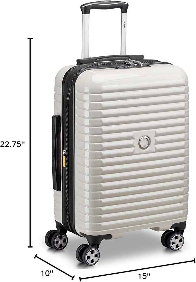 DELSEY PARIS Cruise 3.0 Hardside Expandable Luggage with Spinner Wheels, Glossy Ivory, Carry on 20 Inch