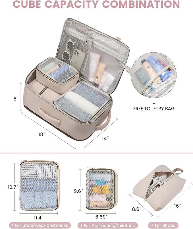 LOVEVOOK Travel Backpack for Women, 40L Carry On Backpack for Airplanes, Personal Item Bag for Airlines Fits 17 inch Laptop, TSA Approved Luggage with 3 Packing Cubes,Waterproof Weekender Gym Backpack