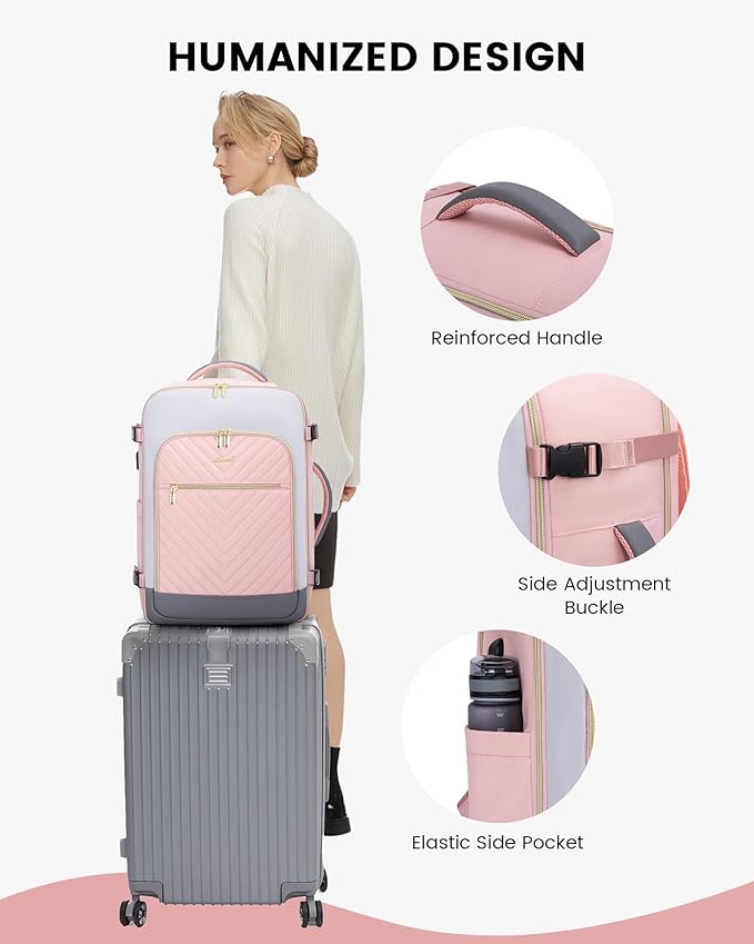 LOVEVOOK Large Travel Backpack for Women, TSA Carry on Backpack for Airplanes, 40L Personal Item Travel Bag for Women fits 17" Laptop,Waterproof Carry on Bag Airplane Approved with 3 Packing Cubes