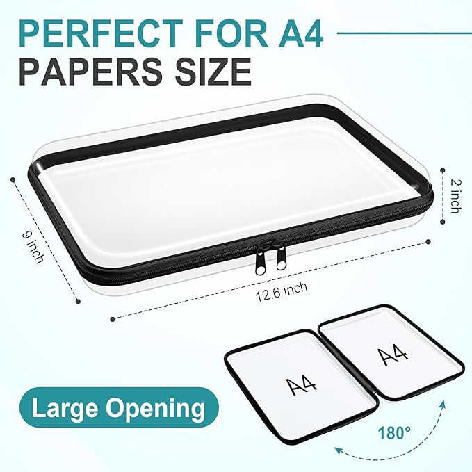 Sanwuta 6 Pcs Clear Hard Zipper Case Plastic Zipper Pouches Transparent Makeup Bag Pencil Case Pouches Toiletry Diaper Bag for Travel Toy Storage Organizer Bins(Black,12.6 x 9 x 2 Inch)