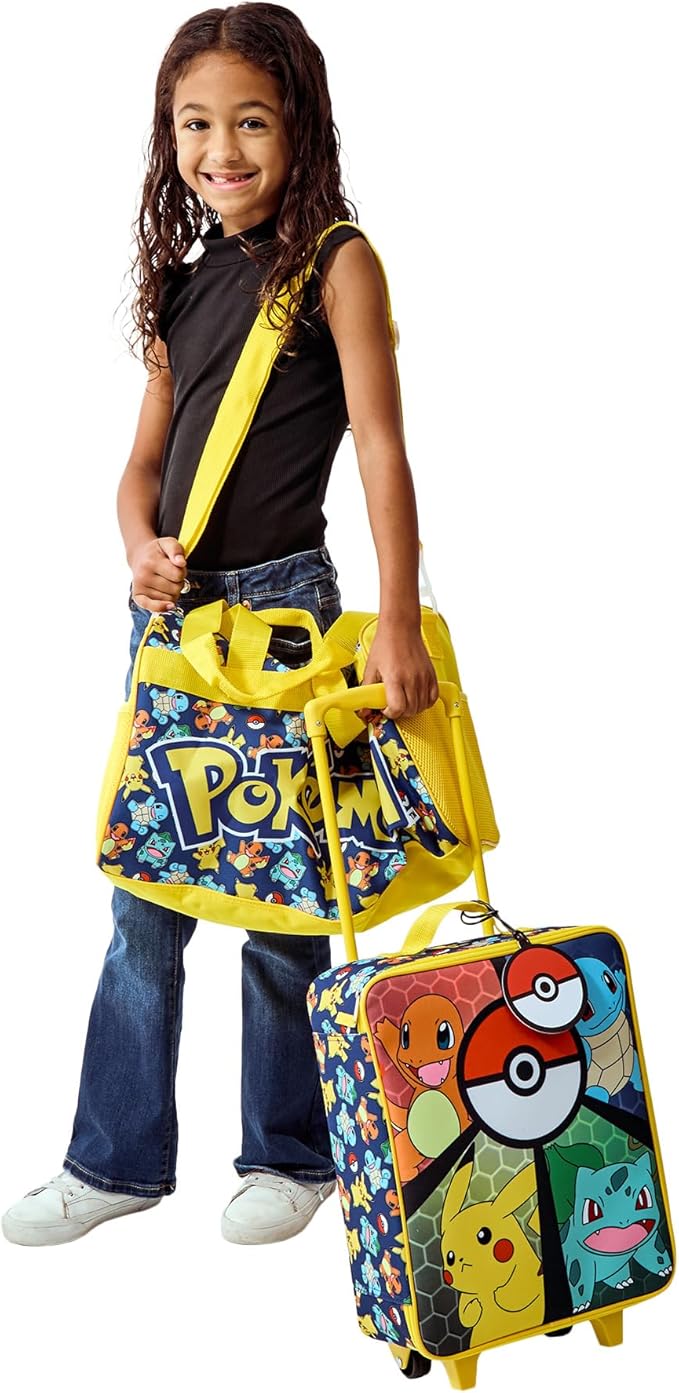 Bioworld Pokémon Youth 3-Piece Pilot Case Duffle Bag & Luggage Tag Carry On Travel Set