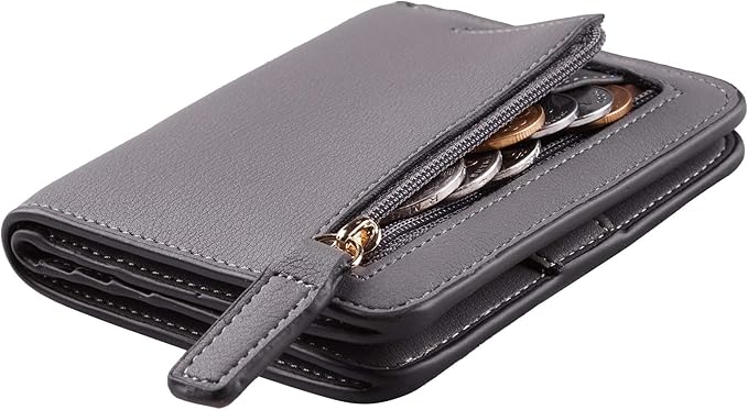 Toughergun Women’s Small Slim Leather Wallet with RFID Protection, Compact Bifold Mini Purse with Clear ID Window