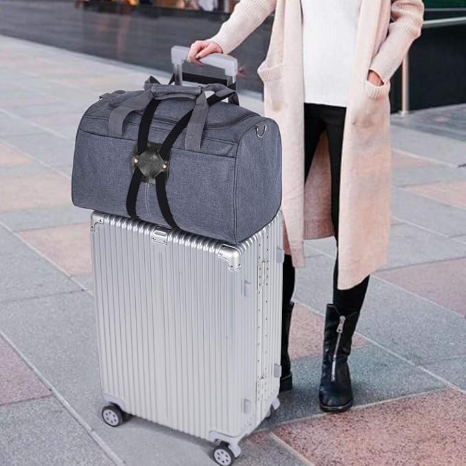 Luggage Straps for Suitcases, Travel Belt for Luggage Over Handle, Adjustable High Elastic Luggage Straps for Suitcases TSA Approved for Connecting Your Luggage (1 Pack Black)