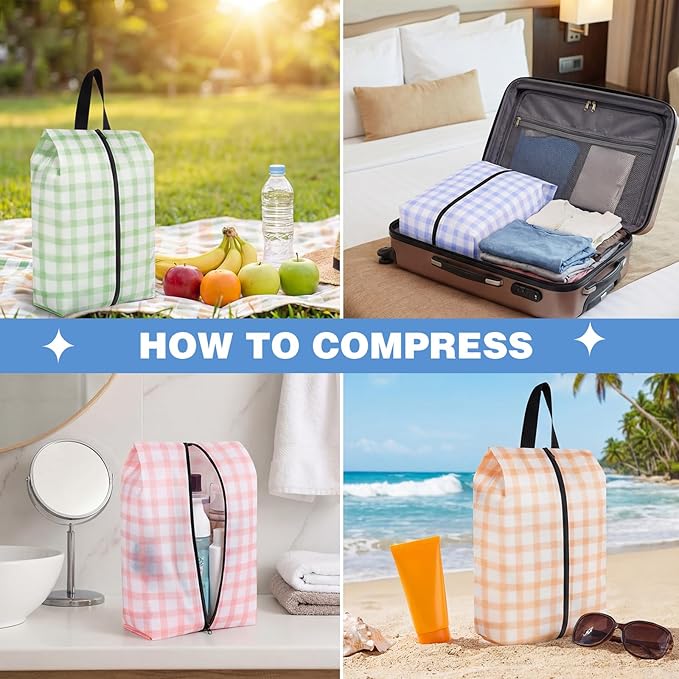 6 Pcs Travel Shoe Bags with Zipper Portable Suitcase Shoe Organizer Packing for Men Women Nylon Multicolor(L,Fresh Color)
