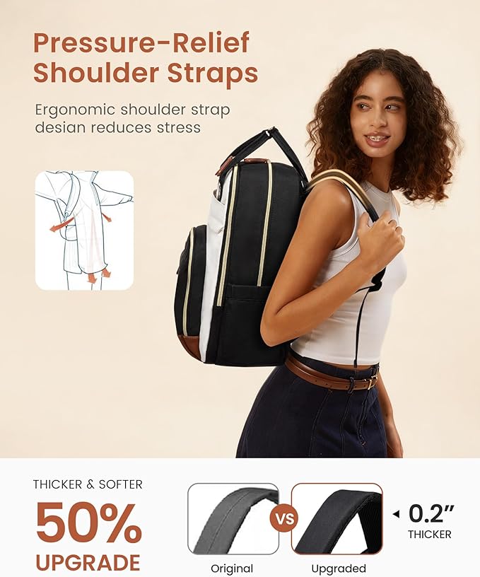 LOVEVOOK Backpack for Women,Laptop Backpack Women,Fits 17 Inch Laptop Bag,School Backpacks,Fashion Travel Work Anti-theft Bag,Waterproof Business Computer College Backpack Purse,Beige-Grey