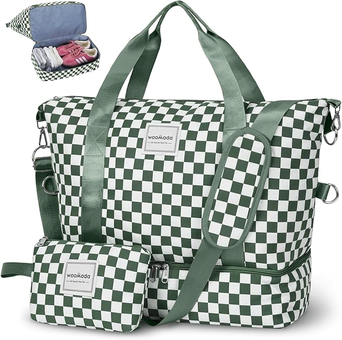 WOOMADA Weekender Bag for Women, Travel Duffel Bags with Shoe Compartment & Wet Pocket, Personal Item Bag for Airlines
