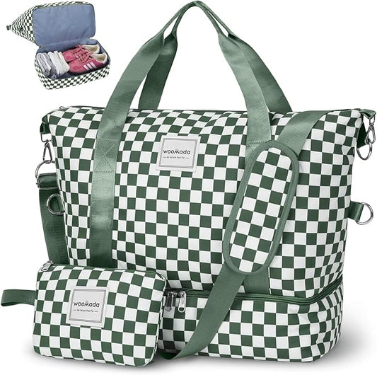 WOOMADA Weekender Bag for Women, Travel Duffel Bags with Shoe Compartment & Wet Pocket, Personal Item Bag for Airlines