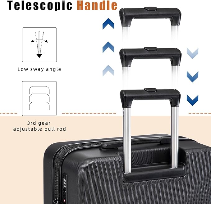 Expandable Carry on Luggage Sets,Suitcases with Detachable Wheels Hardshell 22x14x9 Airline Approved,Lightweight Luggage Set with TSA Lock,Carry on Suitcase