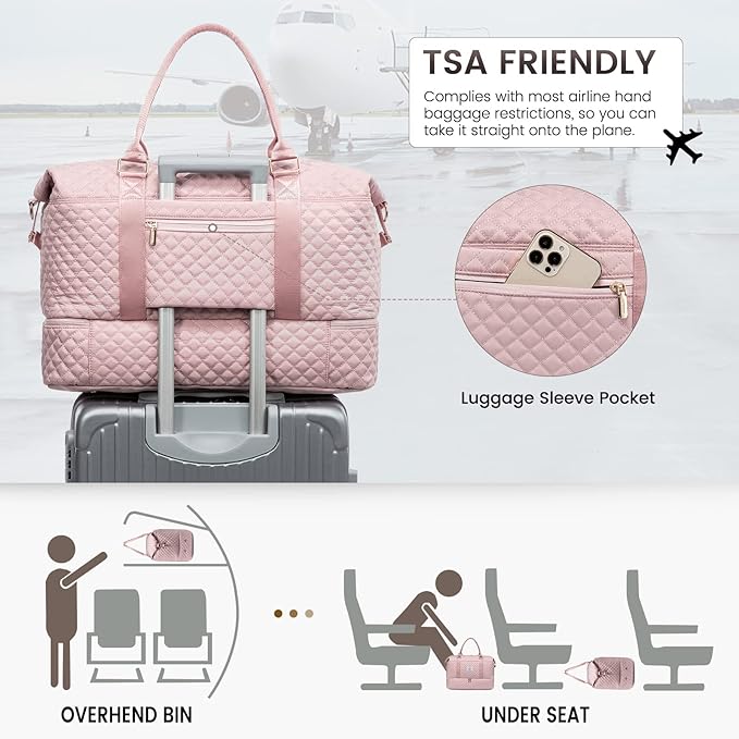 LOVEVOOK Travel Duffle Bag,Weekender Bags for Women with Shoe Compartment，Carry on Overnight Bag with Toiletry Bag,Gym Duffel Bag with Wet Pocket, Hospital Bags for Labor and Delivery