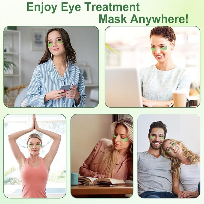 LAVONE Eye Mask - 30 Pairs Aloe Under Eye Patches Skin Care Products - Eye Masks Skincare for Dark Circles and Puffiness, Reduce Wrinkles, Eye Bags and Fine Lines, for Women and Man - Green