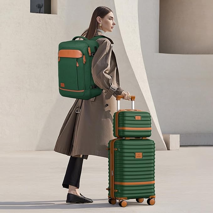 Joyway Expandable Luggage Sets 5 Piece, Lightweight Hard Shell Travel Suitcase Set with Spinner Wheels and TSA Lock, Green