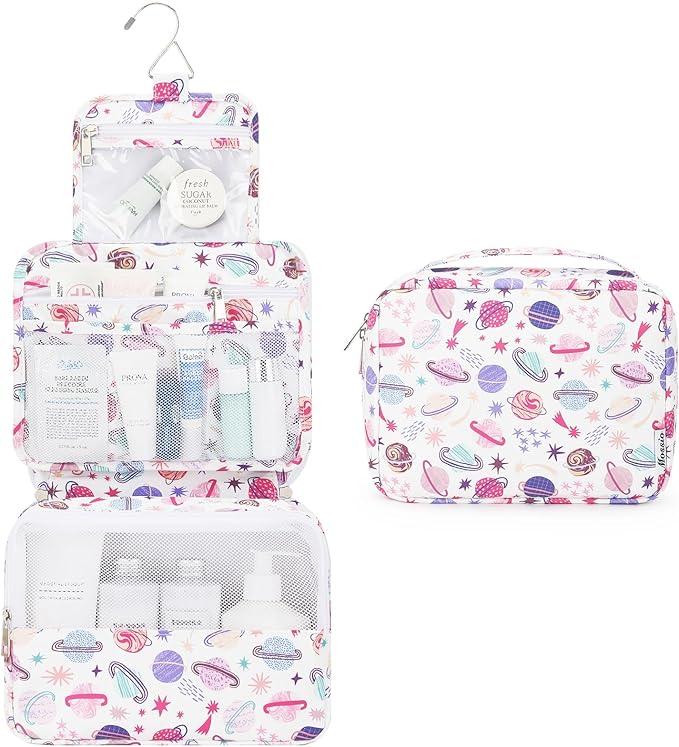 Mossio Hanging Toiletry Bag with Sturdy Hook - Large Portable Cosmetic Makeup Travel Organizer for Men & Women