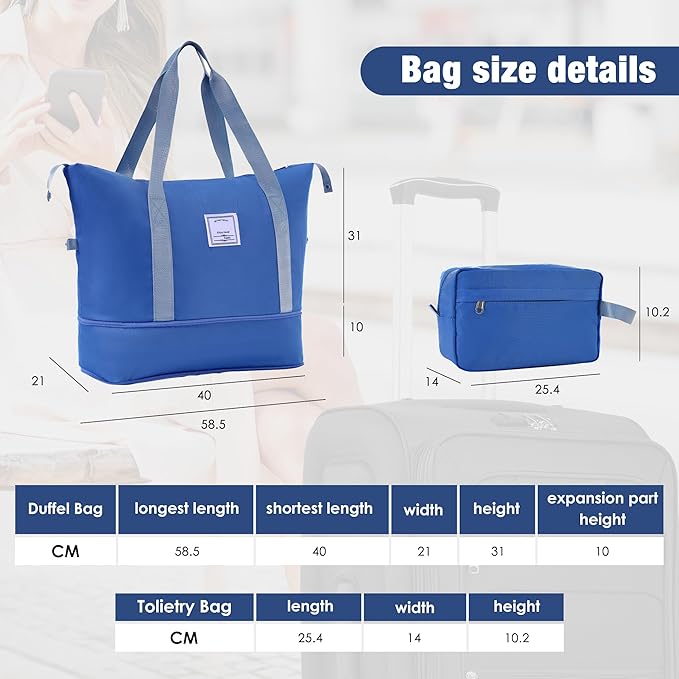Softside Luggage 3-Piece Set with Duffel Bag, Lightweight Suitcases with Spinner Wheels, TSA Lock & Expandable for Travel, Business Trips, Durable Softshell Travel Luggage Set (Navy Blue)