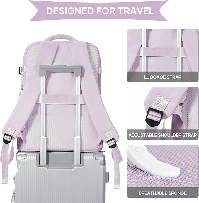 coowoz Large Travel Backpack For Women Men,Carry On Backpack,Hiking Backpack Waterproof Outdoor Sports Rucksack Casual Daypack Travel Essentials(Purple)