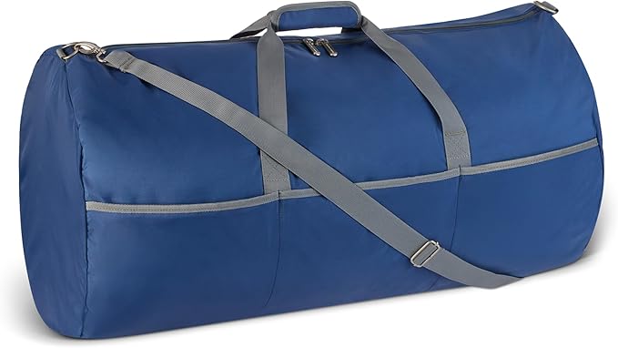 Amazon Essentials Extra Large Foldable Nylon Duffel Bag for Travel/Storage with Zippered Pockets, 32.4", 150L, 50-LBS Capacity, Navy Blue (Previously Amazon Basics)