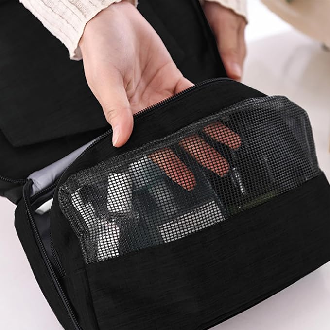 Travel toilet bag is used to store toiletries, Suitable for short-term travel use hanging toilet bag (Black)