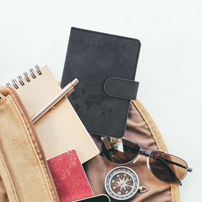 ACdream Passport Holder for Travel Essentials, Rfid Blocking Passport Wallet Cover Case for Travel Must Haves Accessories, Book Holders for Women/Men, Black