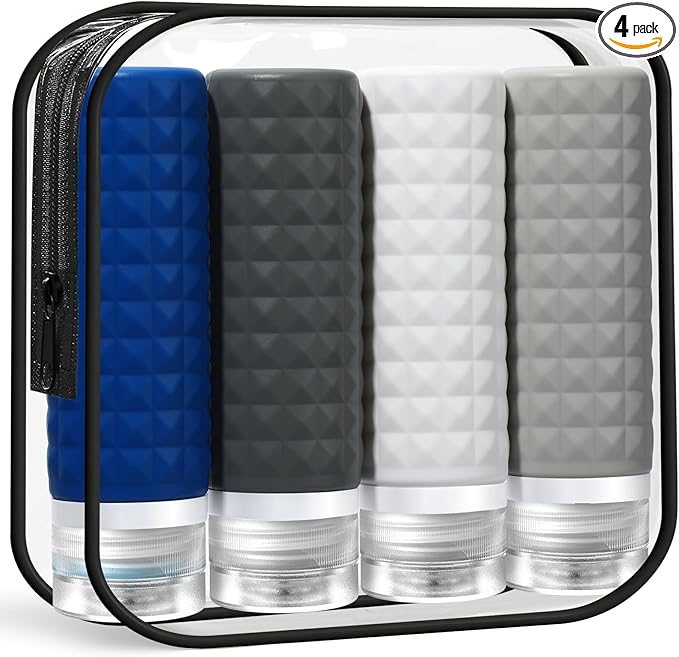 Travel Bottles for Toiletries, TSA Approved Travel Size Containers, Leak Proof Silicone Shampoo Bottles, Small Toiletry Containers with Bag for Shampoo Conditioner Lotion