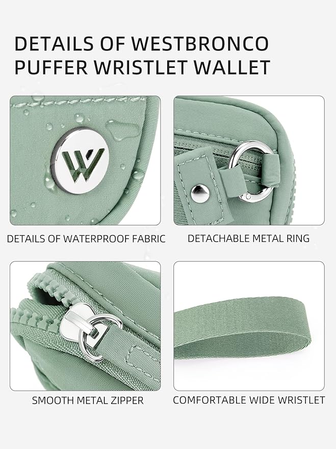 WESTBRONCO Wristlet Wallets for Women – RFID Blocking Quilted Nylon Phone Wallet, Card Holder Purse for Travel & Everyday Use