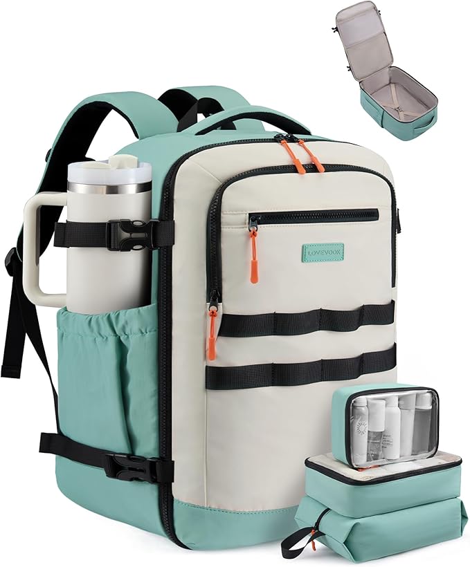 LOVEVOOK 50L Travel Backpack for Women & Men, TSA Approved Carry On Backpack with 3 Packing Cubes, Waterproof Personal Item Bag Fits 17" Laptop, Weekender Essentials Overnight Backpack for Trip