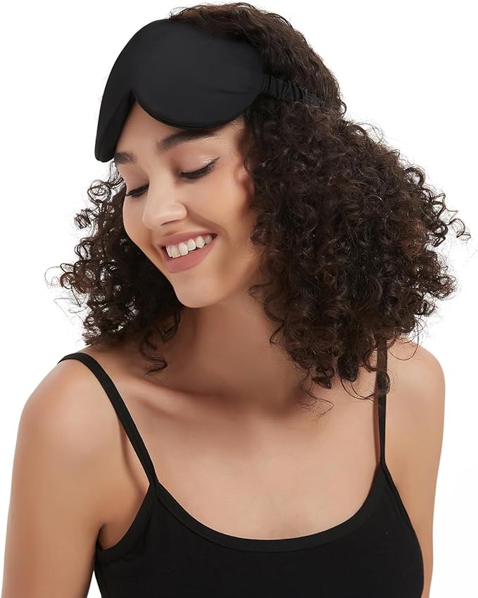 ALASKA BEAR Sleep Mask with Silk-Covered Adjustable Strap for Hair Care, Silk Eye Mask Comfortable Scrunchy Band Over Ears (Built-in Contour Insert, Luxury 22 Momme)
