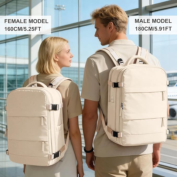 coowoz Vacuum Backpack Travel with Pump,Travel Backpack with Vacuum System For Women Men,Carry On Backpack,Hiking Backpack Waterproof Outdoor Sports Rucksack Casual Daypack,30L(Vacuum pump),Beige