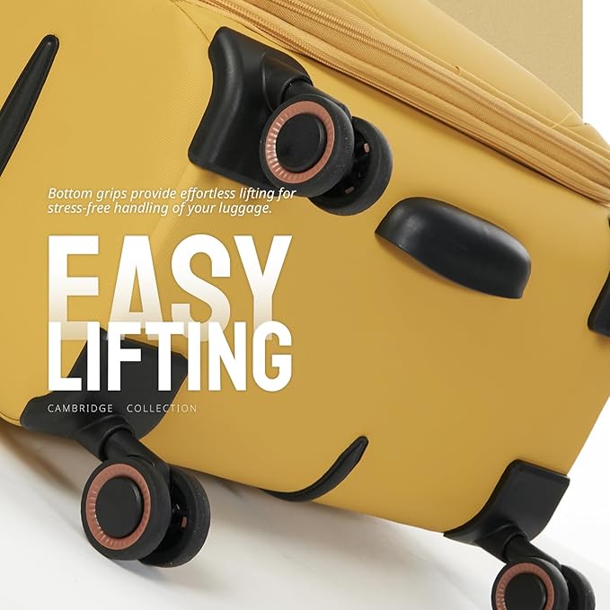 Verage Cambridge Lightweight Carry On Luggage,Softside Expandable Suitcase with Spinner Wheel (20-Inch, Misted Yellow)