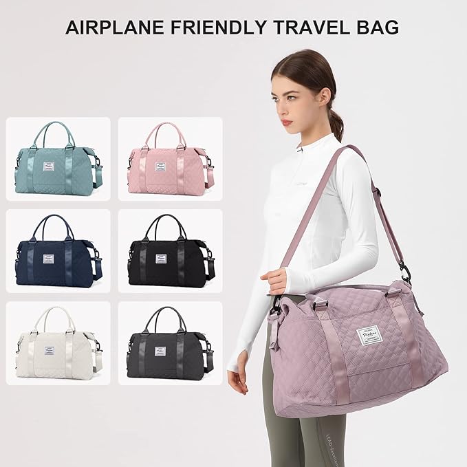 HYC00 Travel Duffel Bag,Carry-on Overnight Weekender Bags for Women,Sports Tote Gym Bag with Wet Pocket