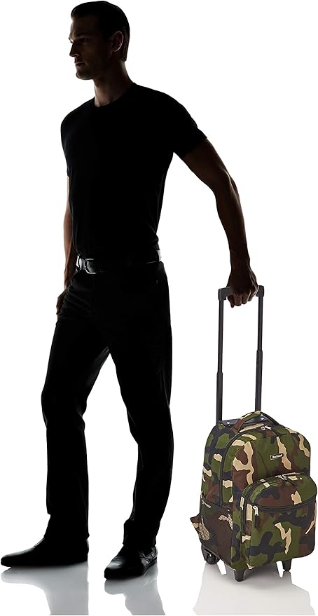 Rockland Double Handle Rolling Backpack, Camo, 17"