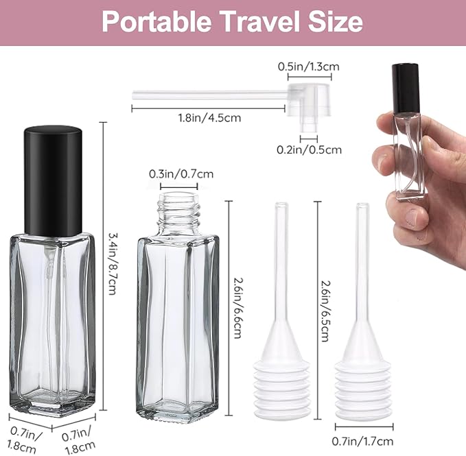 YOCASII Travel Perfume Bottle Refillable Mini Spray Bottle for Travel, Refillable Perfume Atomizer, Spray Bottle for Cologne, 4PCS Plane Mini Essentials