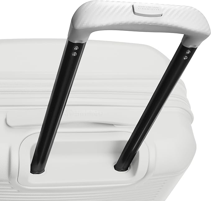 American Tourister Stratum 2.0 Expandable Hardside Luggage with Spinner Wheels, Checked-Medium, White