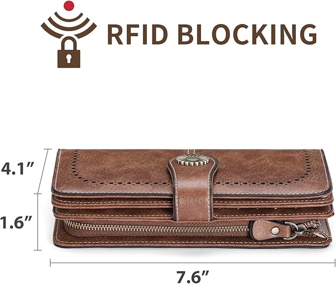 SENDEFN Wallets for Women Leather Credit Card Holder with RFID Blocking Large Capacity Wristlet | with RFID Blocking, Large Capacity, Wristlet, with RFID Blocking, Large Capacity, Wristlet