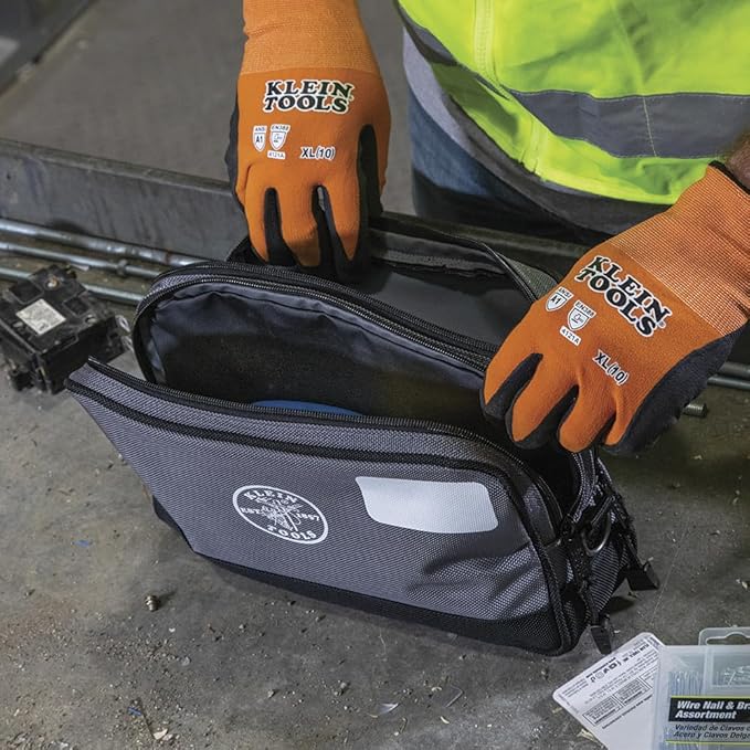 Klein Tools Tool Pouch, Dual Compartments, Heavy-Duty Tool Bag Organizer, Multipurpose Bag