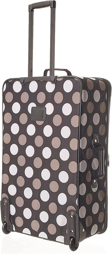 Rockland Escape 4-Piece Softside Upright Luggage Set, Telescoping Handles, Black Dot, (14/19/24/28)