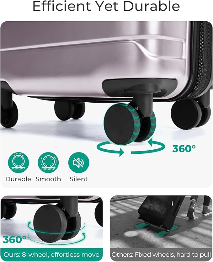 BAGSMART Carry On Luggage 22x14x9 Airline Approved with Spinner Wheels,Lightweight 20 Inch Luggage with TSA Lock,Expandable Hard Shell Carry On Suitcases for Men Women,Rose Purple