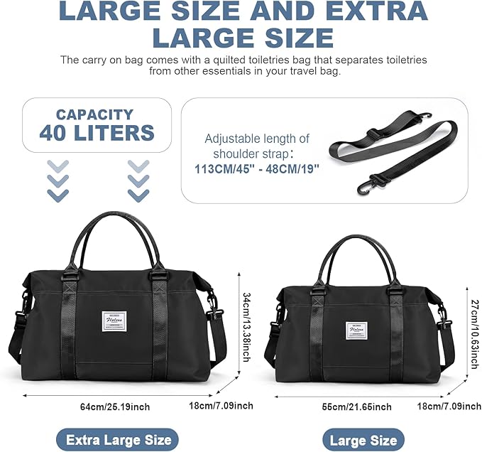 HYC00 Travel Duffel Bag,Carry-on Overnight Weekender Bags for Women,Sports Tote Gym Bag with Wet Pocket