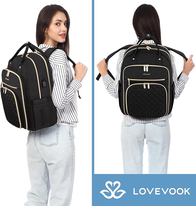 LOVEVOOK 17" Laptop Backpack for Women with Laptop Compartment, Water Resistant Travel Work Backpacks Purse Stylish College Business Teacher Nurse Computer Bag