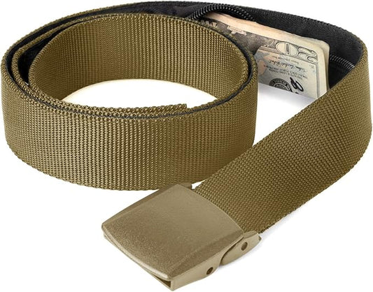 Travel Security Money Belt with Hidden Money Pocket - Cashsafe Anti-Theft Wallet Unisex Nickel free Nylon Belt by JASGOOD