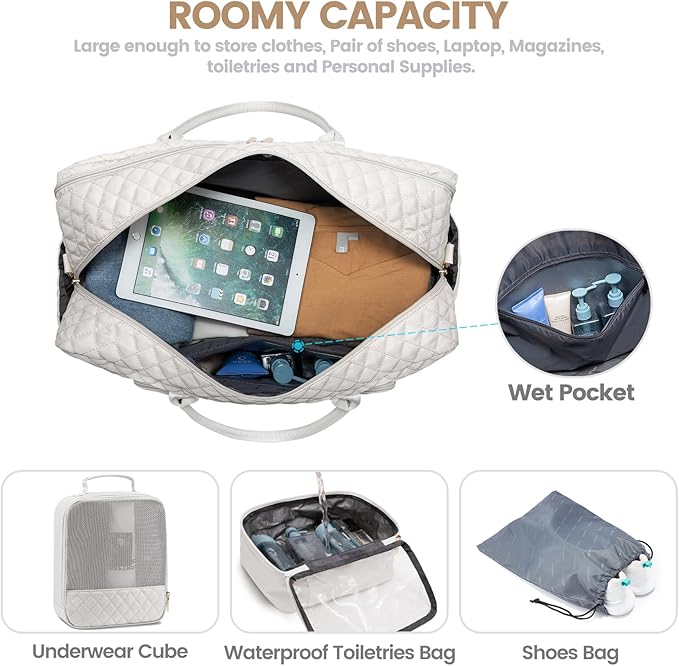 LOVEVOOK Travel Duffle Bag - Women's Weekender Carry On Overnight Laptop & Gym Bag With Toiletry/Shoe Pocket, Hospital Labor Bag