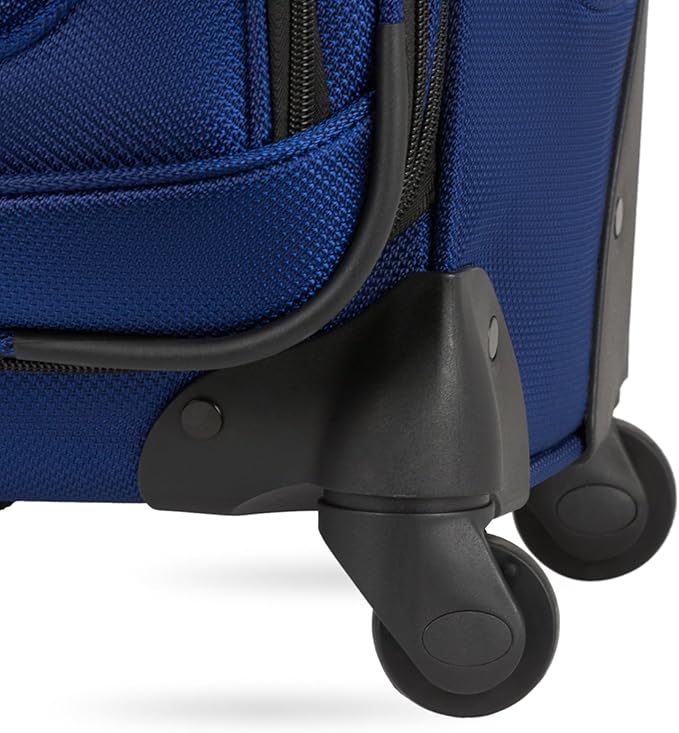 SWISSGEAR Sion Softside Expandable Spinner Luggage Durable Lightweight Travel Suitcase, Blue, Checked-Medium 25-Inch