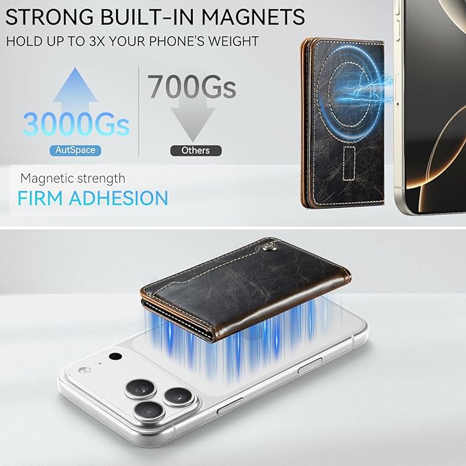 Vinich for MagSafe Wallet Magnetic RFID Blocking Card Holder Compatible with MagSafe Phones and Cases, Strong Magnet Minimalist Phone Wallet for iPhone 17/16/15/14/13/12/Pro/Max/Plus, Luxury Coffee