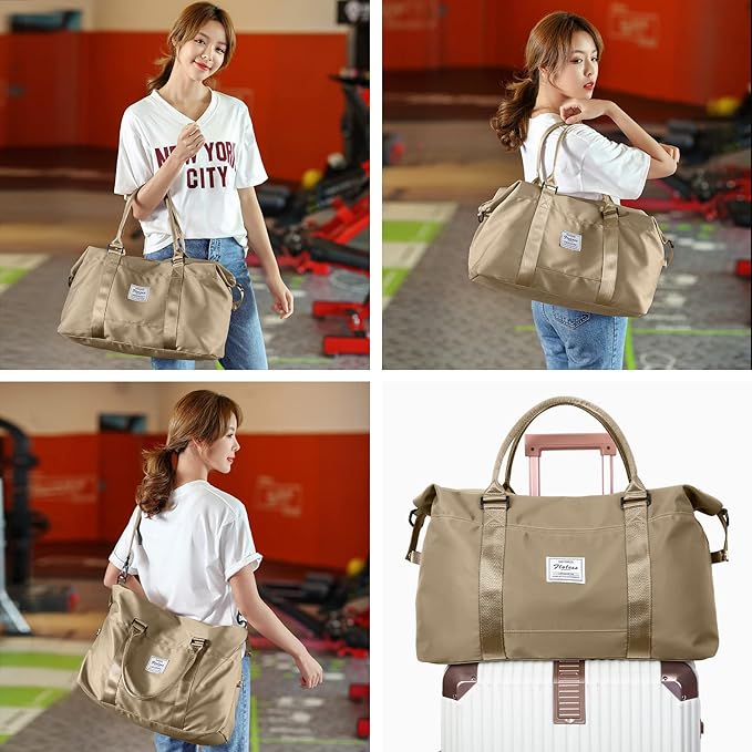 HYC00 Travel Duffel Bag,Carry-on Overnight Weekender Bags for Women,Sports Tote Gym Bag with Wet Pocket