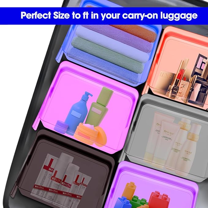 ZHOOGE 6 Pack Clear Cosmetic Bag Makeup Bags Toiletry Bag with Zipper and Handle, TSA Approved Clear Organizer Bags, PVC Cosmetic Pouch for Women and Men Fit Carry-on Travel Essentials
