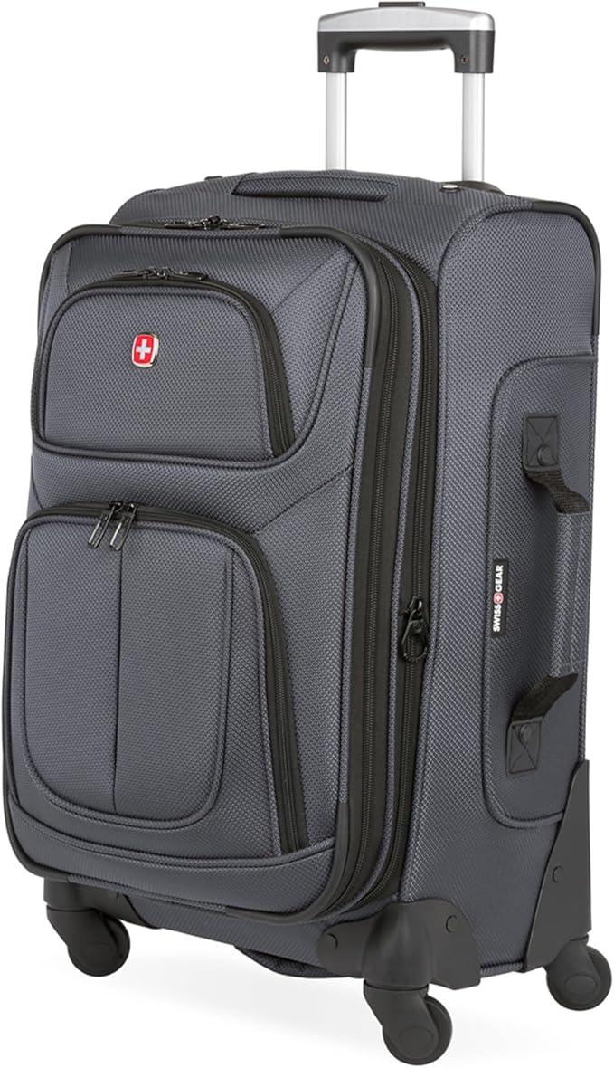 SWISSGEAR Sion Softside Expandable Spinner Luggage Durable Lightweight Travel Suitcase, Dark Grey, Carry-On 21-Inch