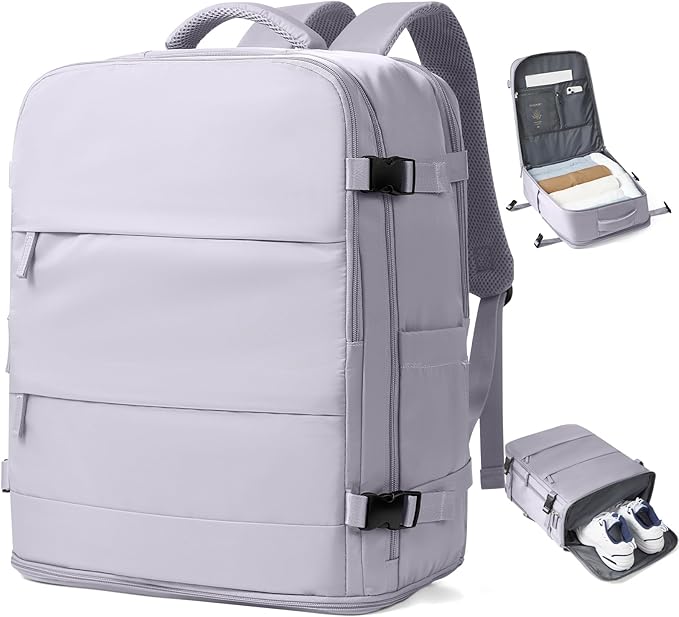 coowoz Large Travel Backpack Carry On for Women Man Gym Backpack with Laptop Compartment Mochila de Viaje Teacher Personal Item Backpacks Rucksack Airplane Accessories Must Haves Purple