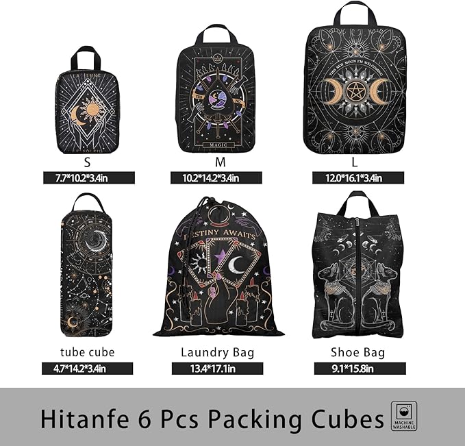 6 Pcs Compression Packing Cubes for Travel, Waterproof Luggage Organizer Washable Storage Bags Set - Packaging Cubes for Backpack Travel and Carry-Ons