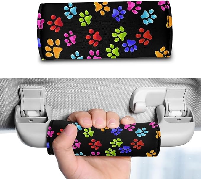 BIGCARJOB Cute Paw Luggage Handle Wrap for Suitcase,Set 2 Pcs Cartoon Paw Print Travel Accessories for Women Girls Personalized Luggage Handles Wrap Grips No-Slip Door Handle Protector Covers