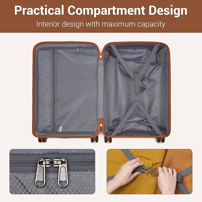 Kono Carry On Luggage 28 Inch Checked-Large Hard Shell Travel Trolley 4 Spinner Wheels Lightweight Polypropylene Suitcase with TSA Lock, Cream White